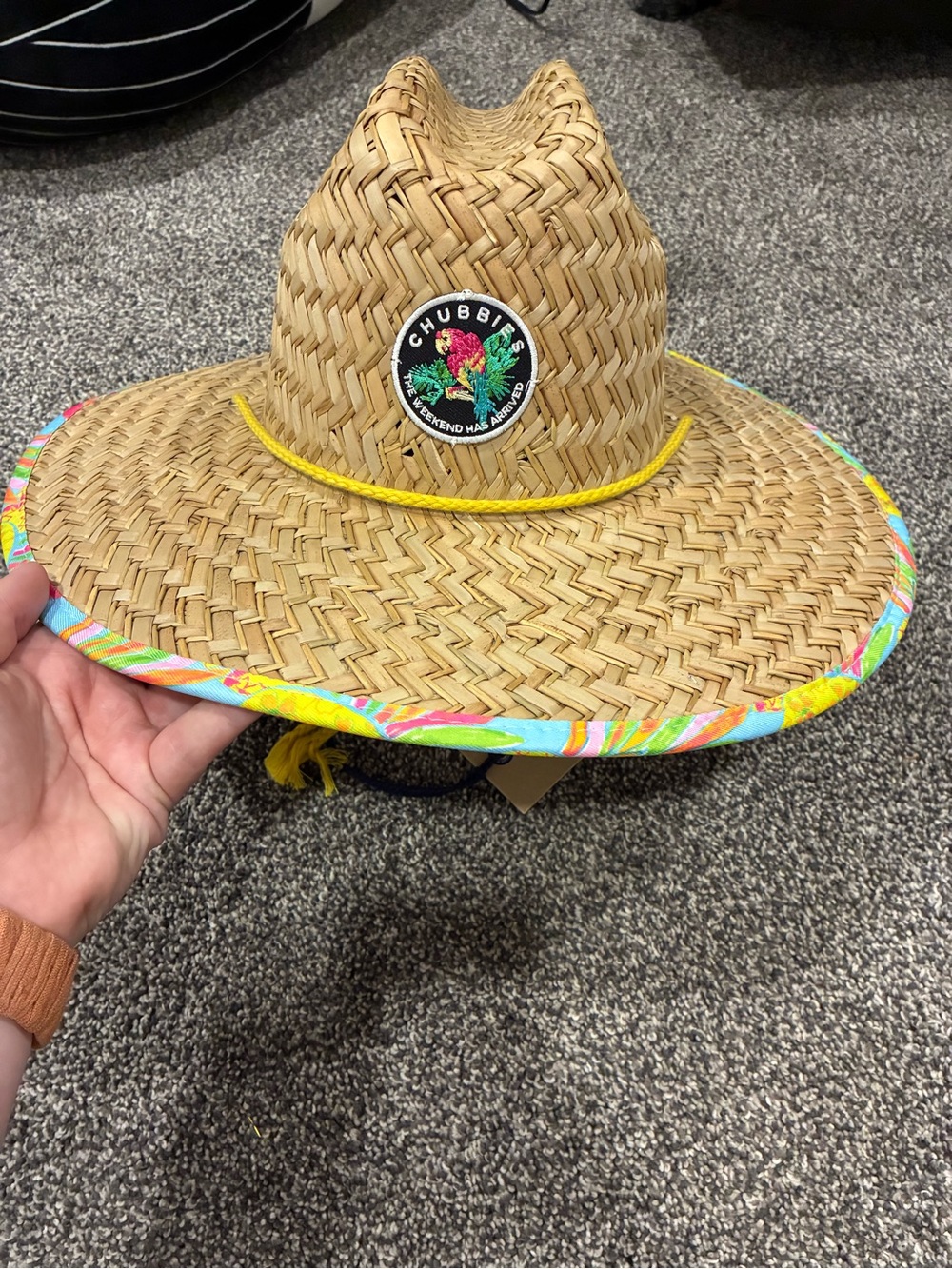 chubbies Pineapple Print Straw Hat in Blue, Yellow, Pink
